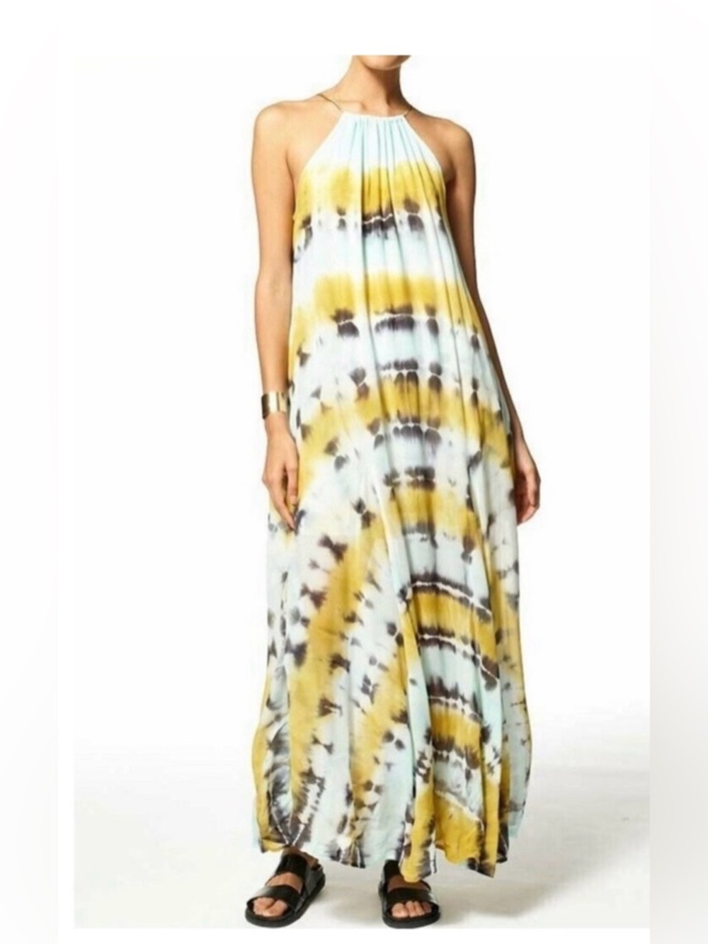 Young Fabulous & Broke Tie Dye Maxi Dress Small Halter Boho Resort Flowy